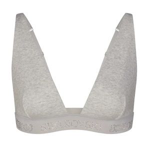 Swarovski x SKIMS Cotton Plunge Bralette in Light Heather Grey size Medium